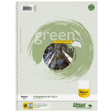 Blok College Format Werk Ursus Green A4 80 listov linajkový 60g recyklovaný